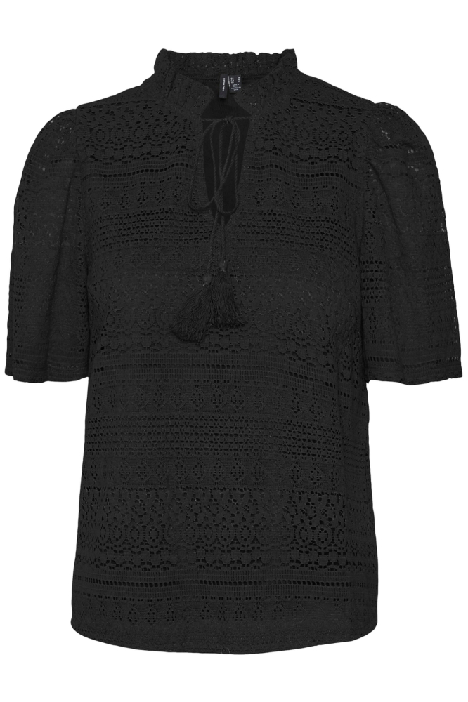 VMHONEY LACE S/S TASSEL TOP WVN GA 10309263 BLACK